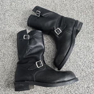 Vintage CHIPPEWA Boots 27863 Leather Black Engineer Boots Size 13D
